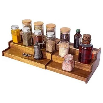 Wood 3 Tiered Spice Rack, 3 Tier Spice Organizer HL-02